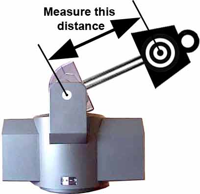 This is much harder for the motor to hold, and harder to tilt the weight upward. Notice the weight is extended from the camera mounting plate. The weight with the target represents your camera. The center of gravity is the center of the target painted on the weight.